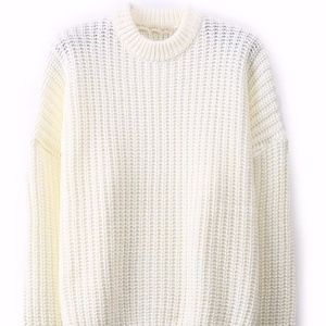Oversized Boxy Knit Sweater (WHITE)